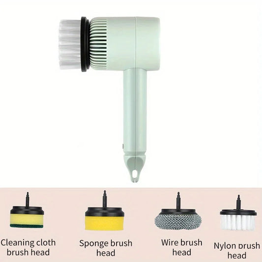 Wireless Handheld Electric Cleaning Brush Set, Contains Two Brush Heads, Scrubbing Brushes, Spin Brush, Rechargeable Brush